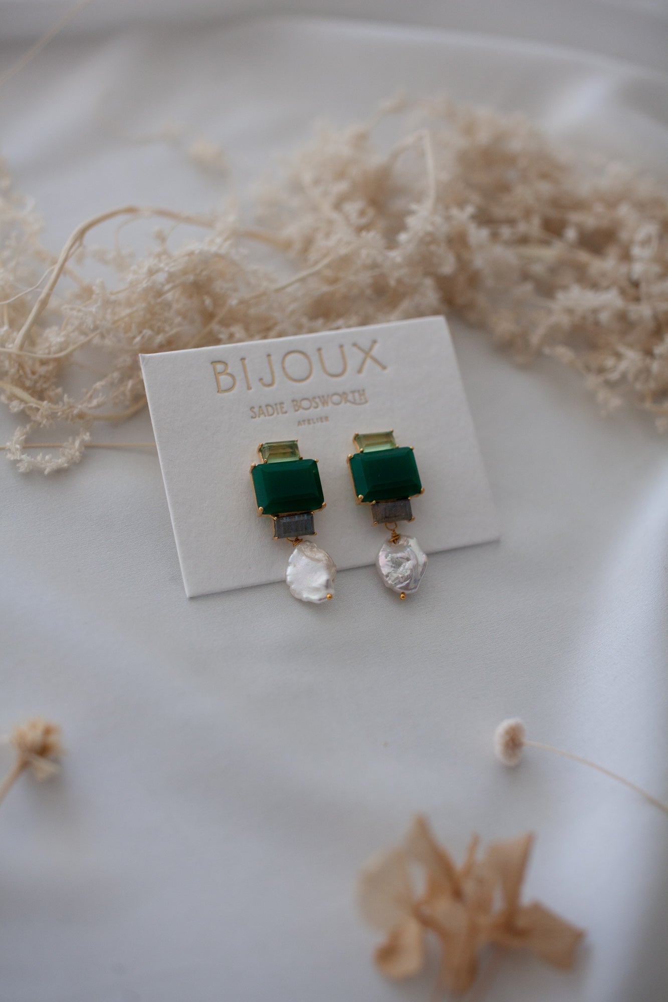 Emerald City Diamante Pearl Earrings