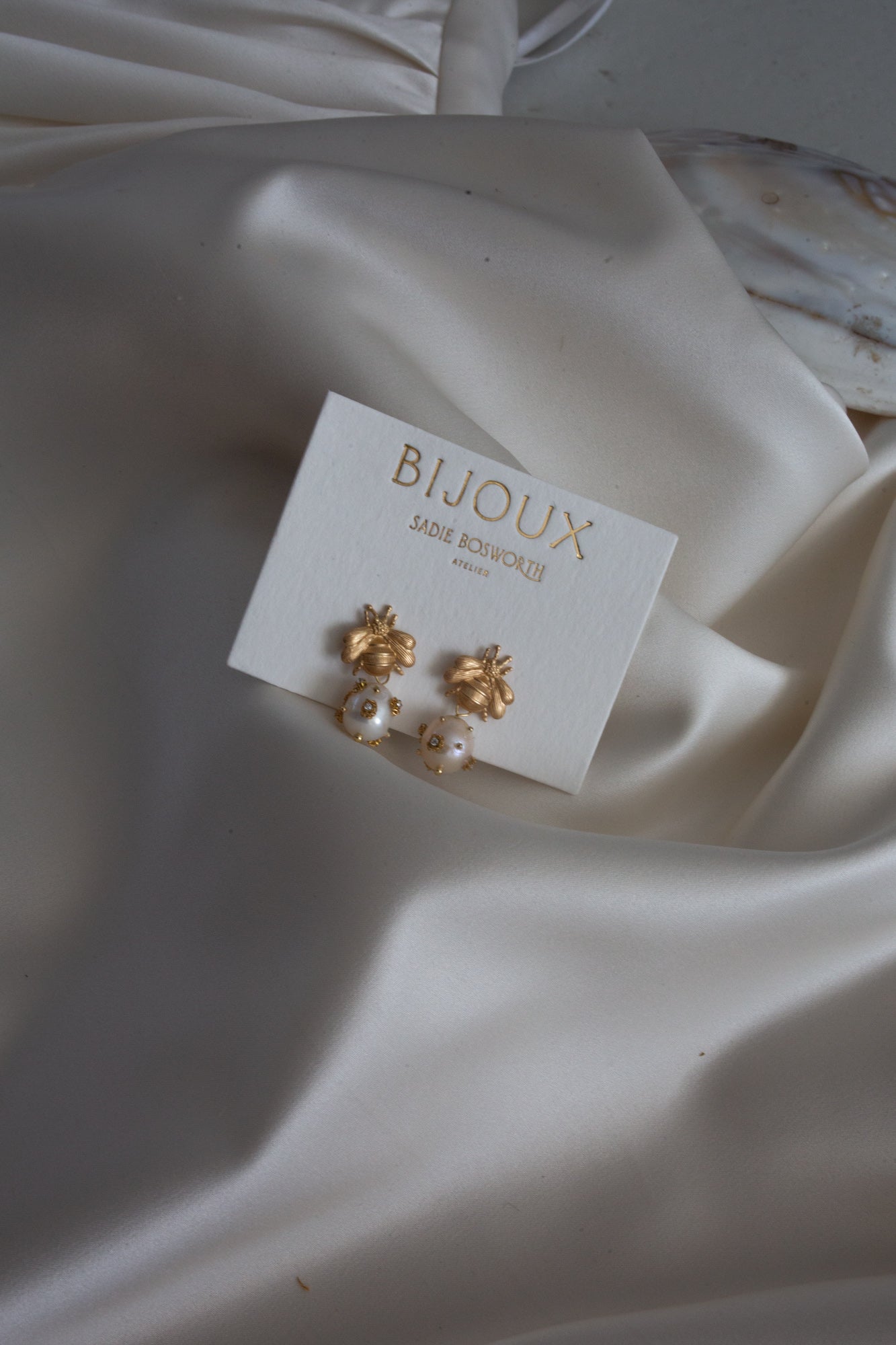 Honey Bee Pearl Earrings
