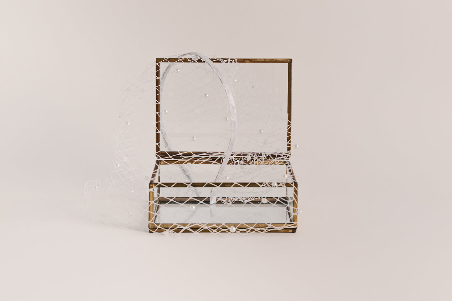 Off White Birdcage Pearl Veil