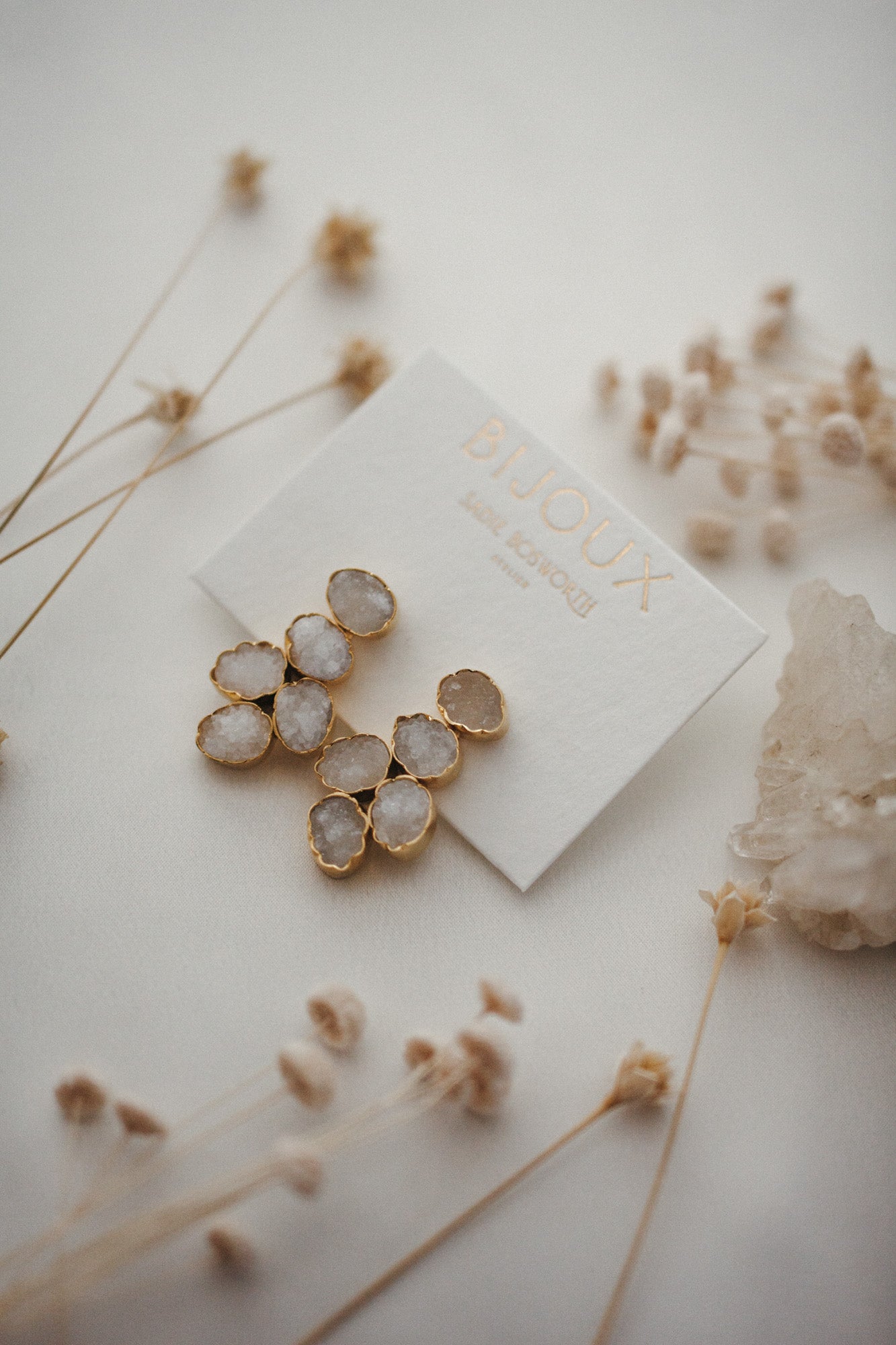 Delphine Druzy Quartz Stone Earrings