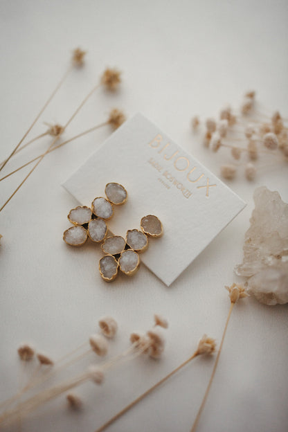 Delphine Druzy Quartz Stone Earrings
