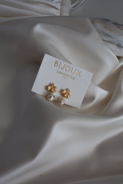Honey Bee Pearl Earrings