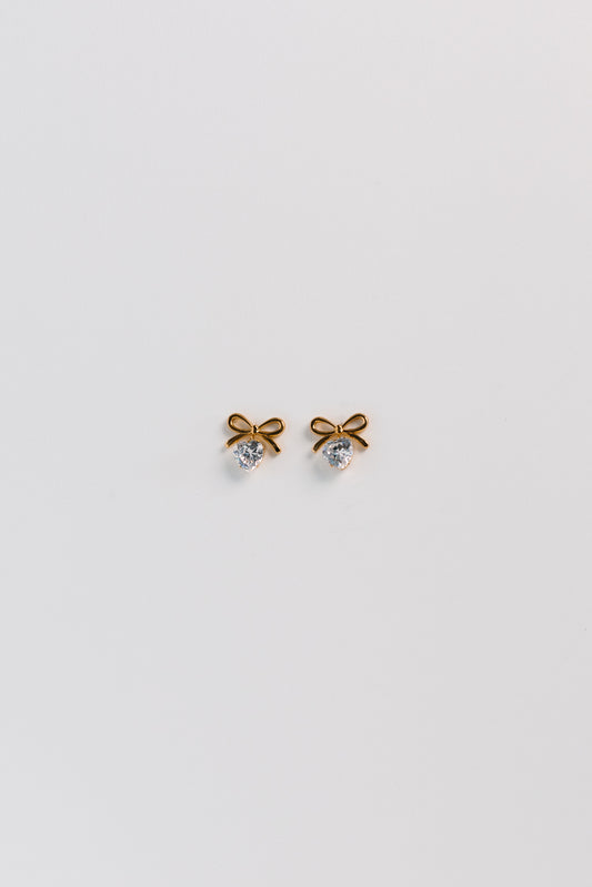 Dolce Gold and Diamante Heart Earrings