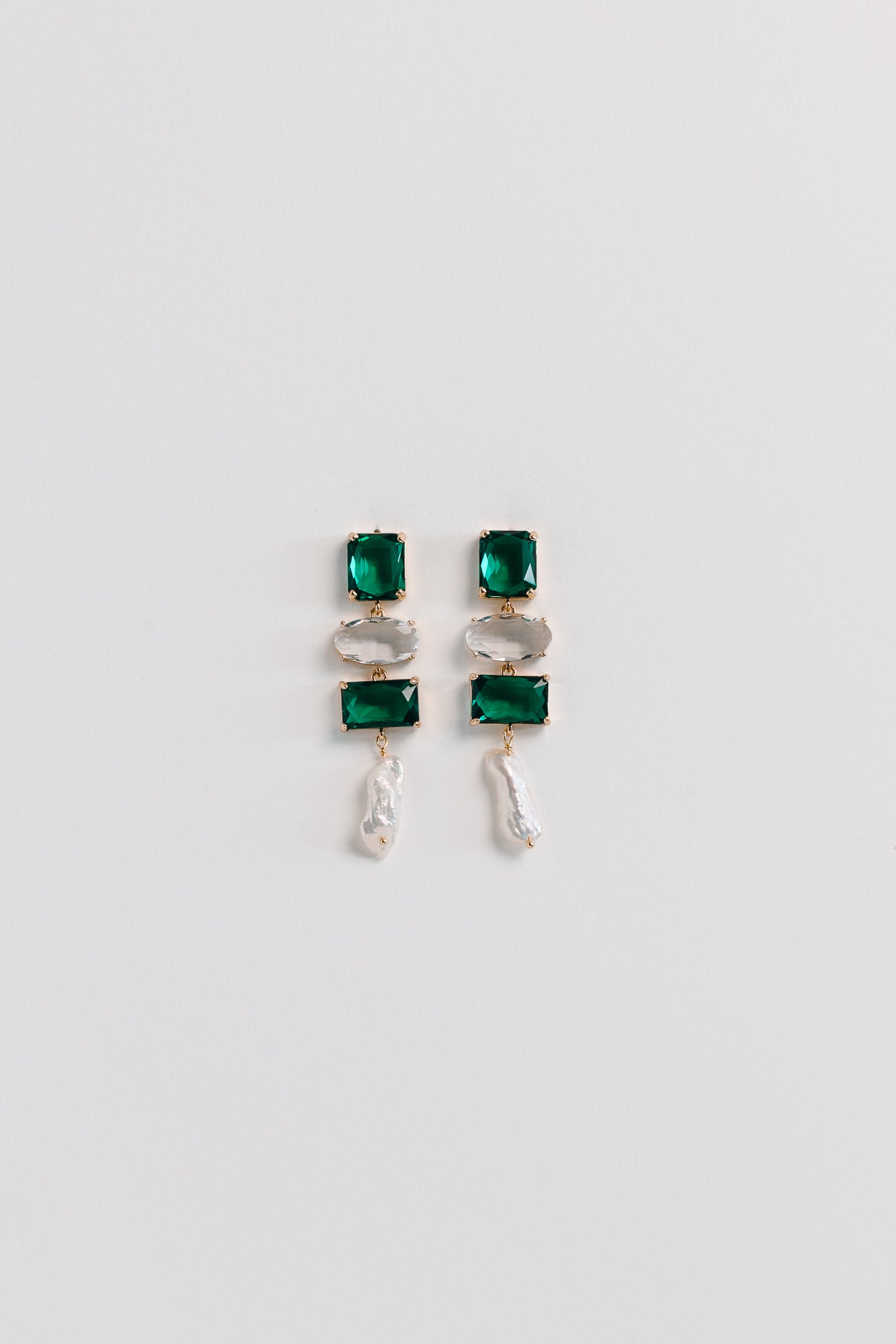 Emerald City Diamante Pearl Earrings