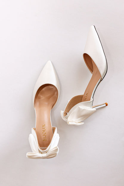 Eva Satin Heels with Bow Detail