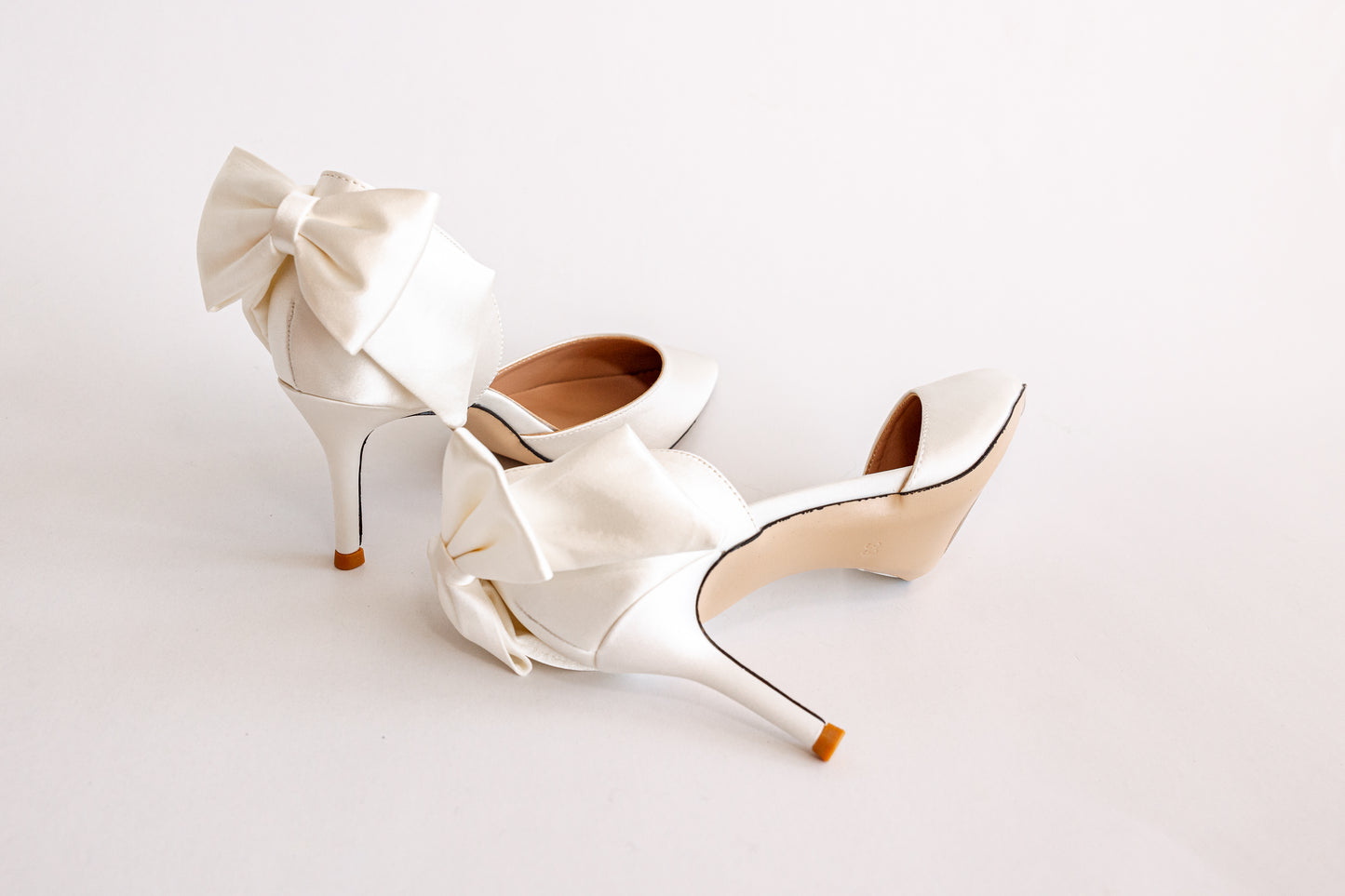 Eva Satin Heels with Bow Detail