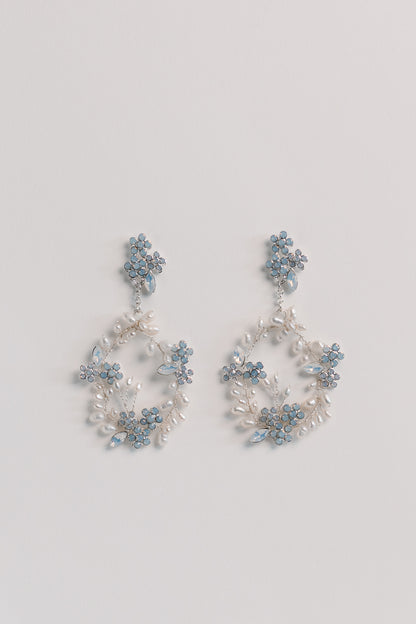 Halo Pearl Rhinestone Chandelier Earrings