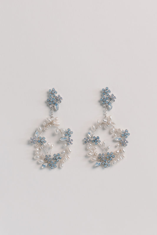 Halo Pearl Rhinestone Chandelier Earrings
