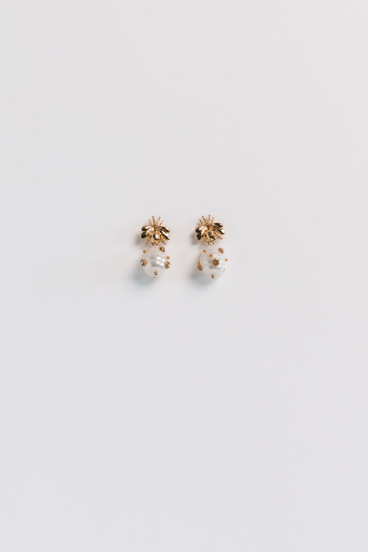 Honey Bee Pearl Earrings