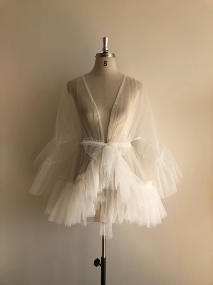 Ivory Tulle Robe Mini | Gown | Sadie Bosworth Atelier
