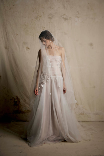 Borealis Two Tier Raw Edge Veil