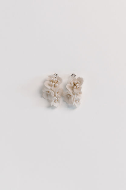 Peony Cluster Porcelain Earrings