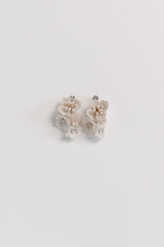 Peony Cluster Porcelain Earrings