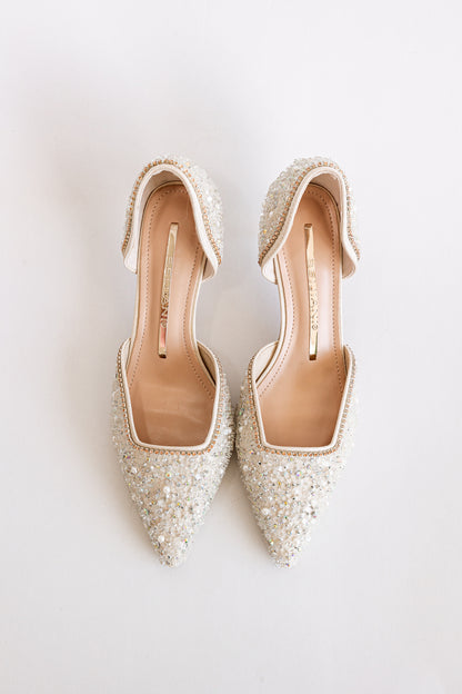 Violet Beaded Kitten Heels