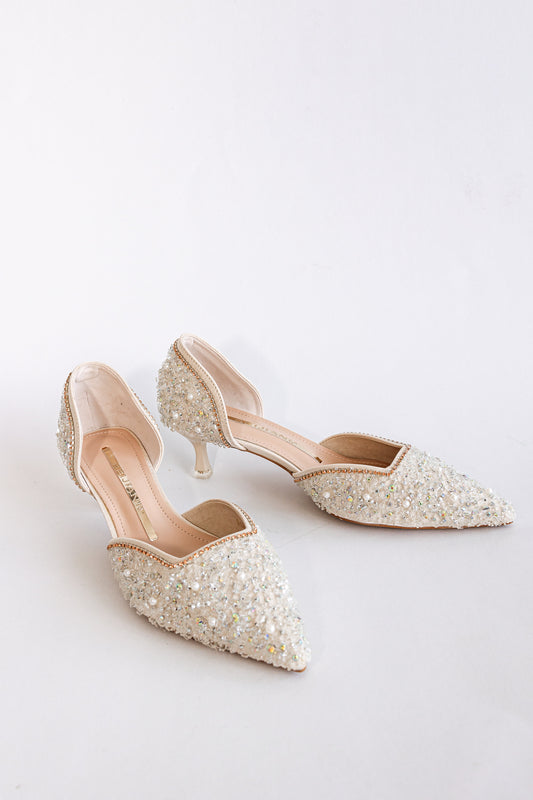 Violet Beaded Kitten Heels