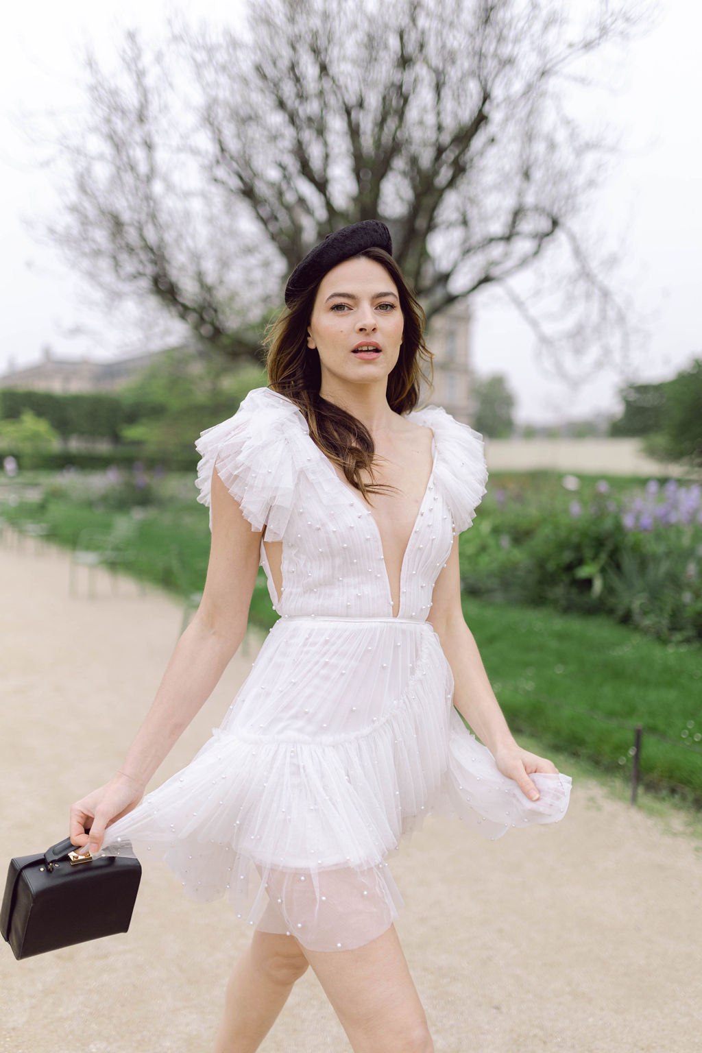 Sadie Bosworth Atelier Ziggy Pearl Mini Party Dress Off-White
