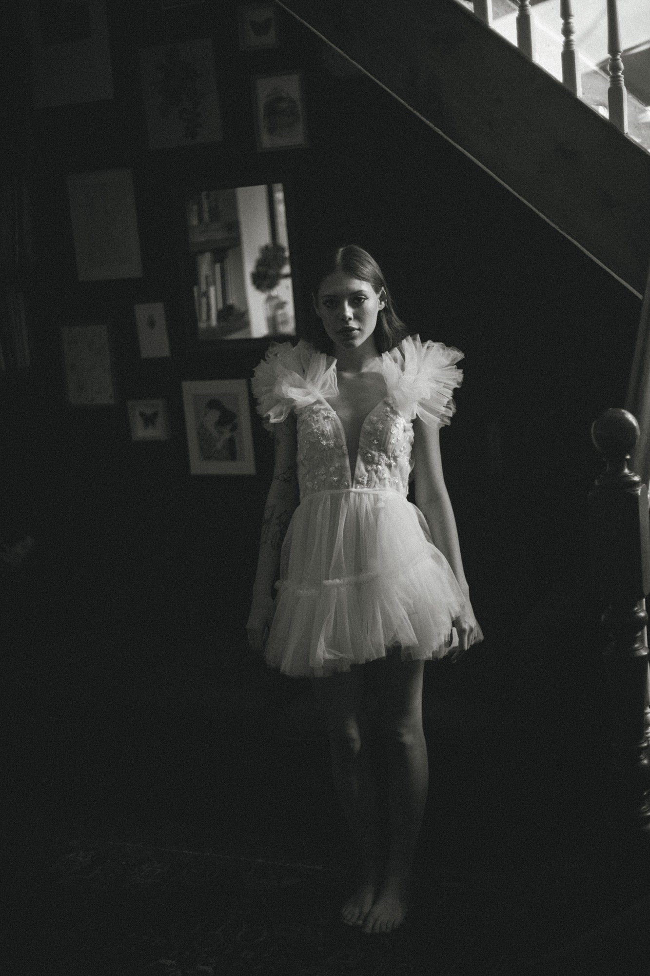 Sadie Bosworth Atelier Stardust Tulle Mini Party Dress Off-White