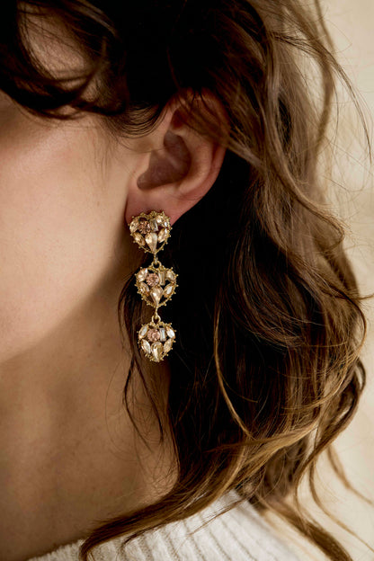 Valentine Asymmetrical Diamante Earrings